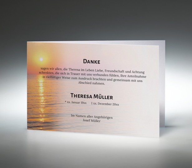 Danksagung Sonnenuntergang QuerDoppelkarte Memento Trauer