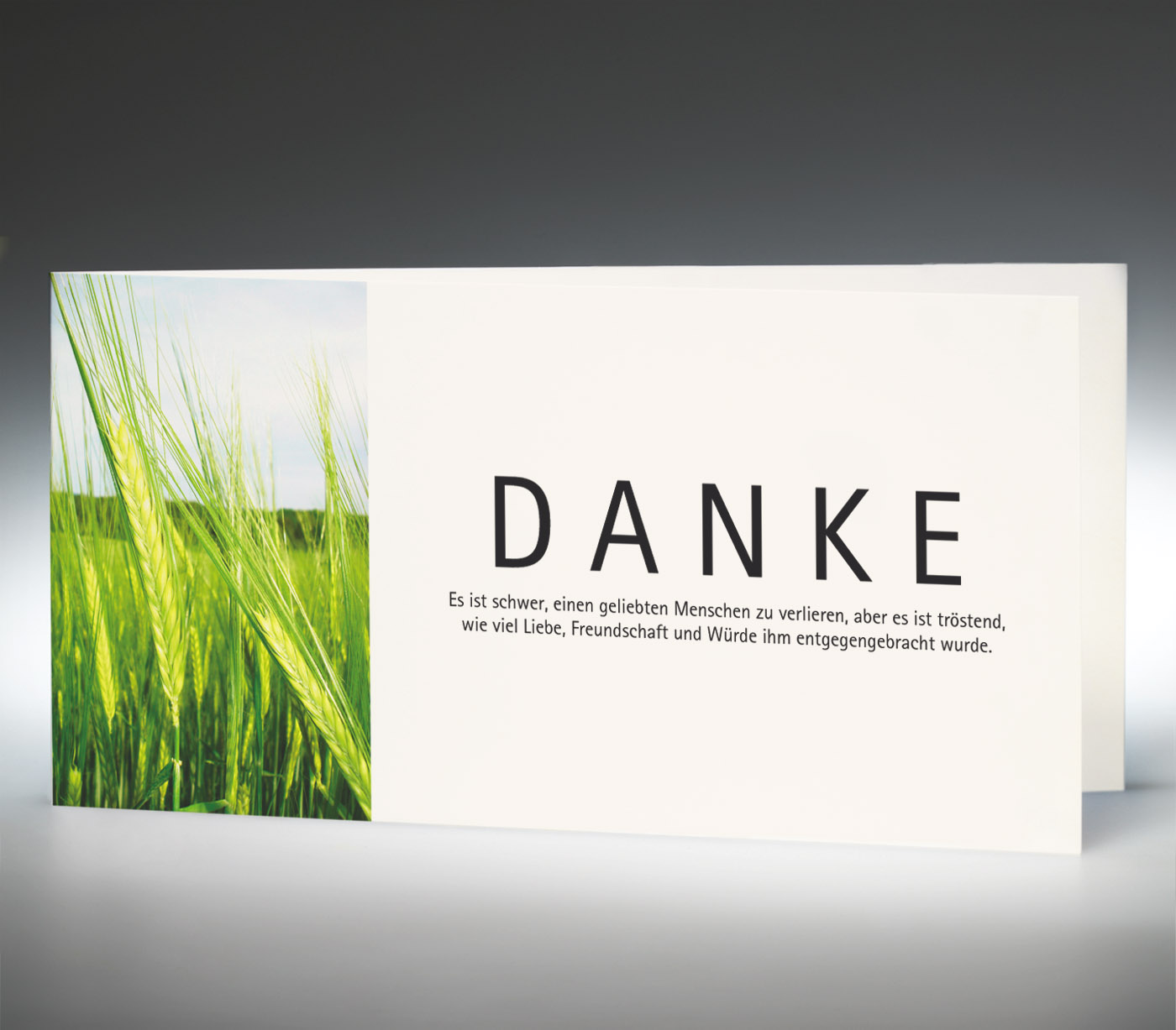 Danksagungskarte Ähren - Quer-Doppelkarte Memento Trauer Danksagungskarten
