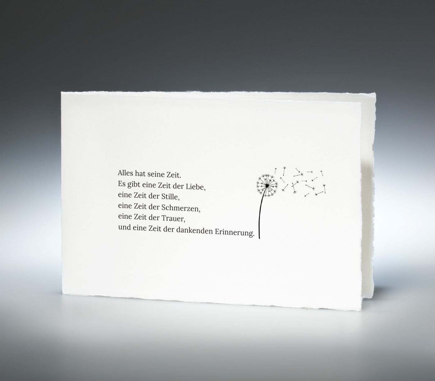 Bütten Trauerkarte Klappkarte / Quer † Memento