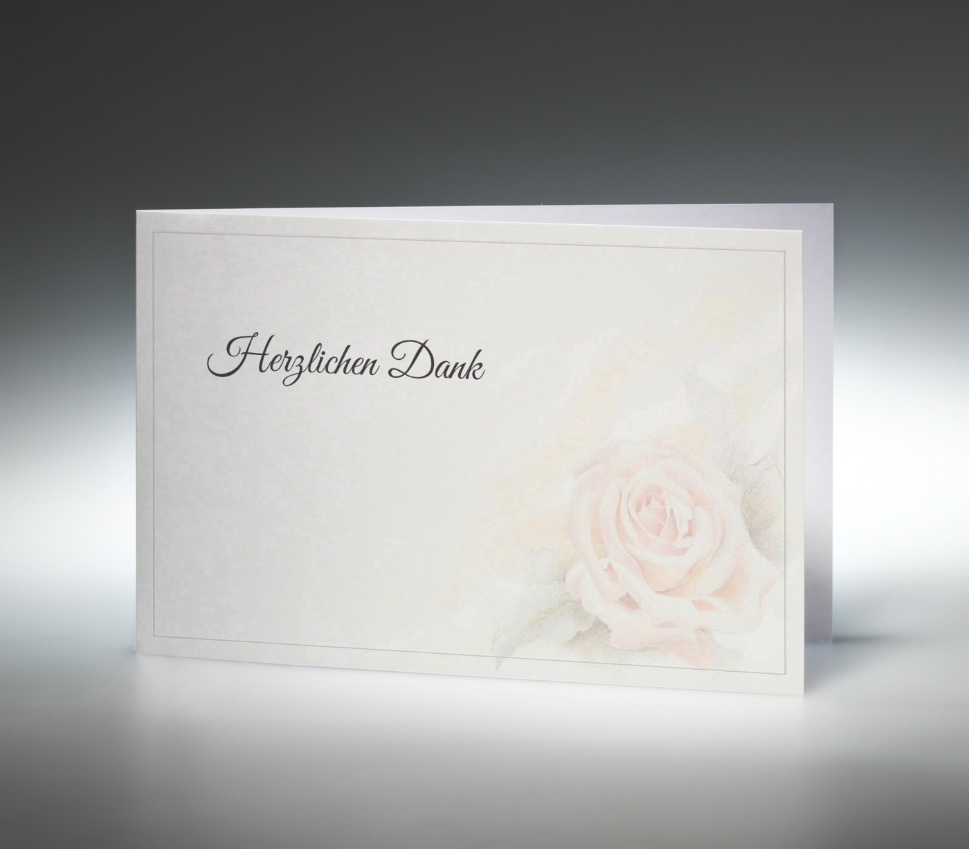 Danksagung Pastellfarbige Rose Klappkarte / Quer † Memento